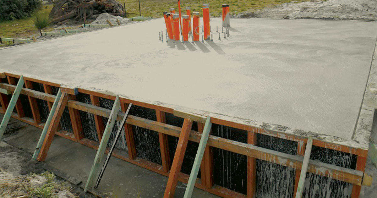 Concrete slab foundation under construction at PITC for a major data centre construction project