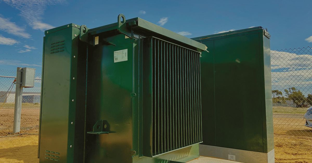 Green metal box with cover at Merredin SES, supporting critical power systems infrastructure