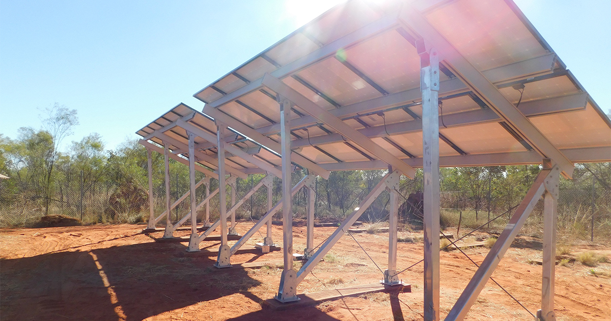 Solar panels on a pole at WA Solar Network Sites supporting renewable energy and critical power systems infrastructure