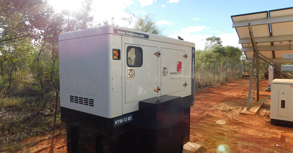 Generator installed on dirt ground to support remote power systems across South Australia, Western Australia and Northern Territory.